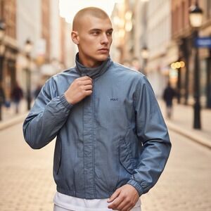 POLO GOLF RALPH LAUREN Blue Micro Checked Zipped Jacket Size XL Vintage